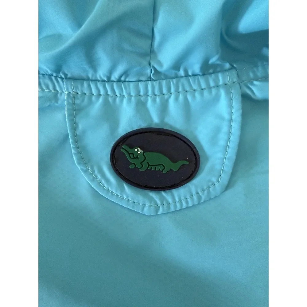 Fabdog lt. blue Packable Nylon hooded Leash hole Waterproof Raincoat Size Medium